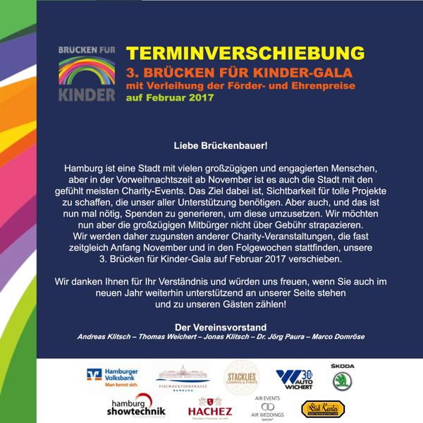 Plakat der Brücken für Kinder - Gala